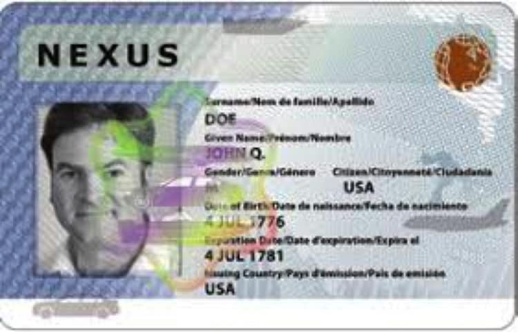NEXUS Trusted Travelers Program ID Card