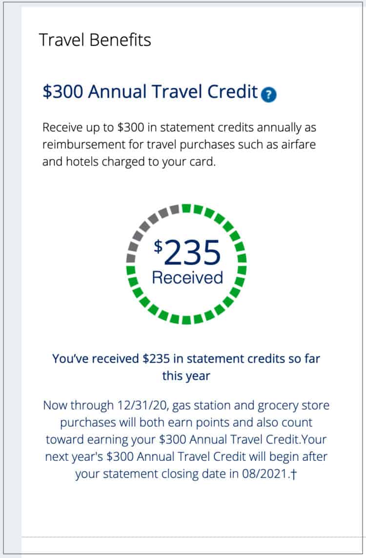 Chase Sapphire Reserve Annual $300 Travel Credit Remaining