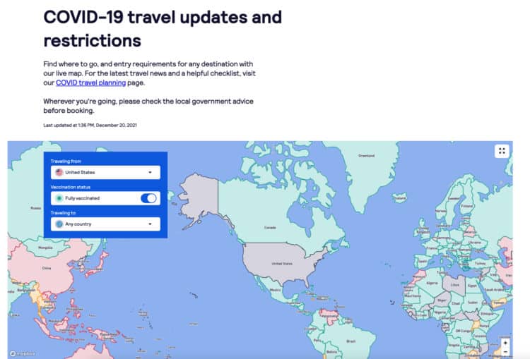 Skyscanner Covid 19 Travel Updates Map