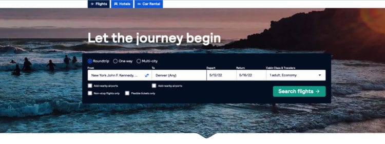 Skyscanner Search Screen
