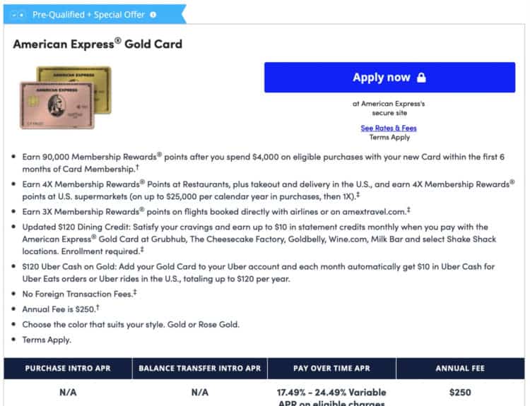 CardMatch Amex Gold Offer