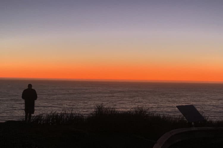 Solo Traveler in a Sunset