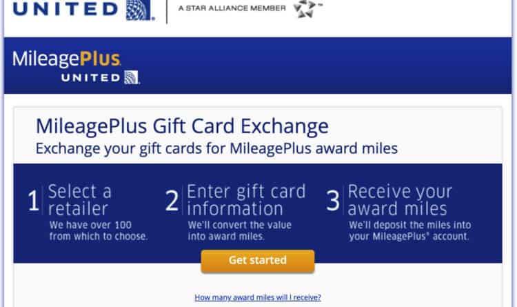 United MileagePlus Gift Card Exchange