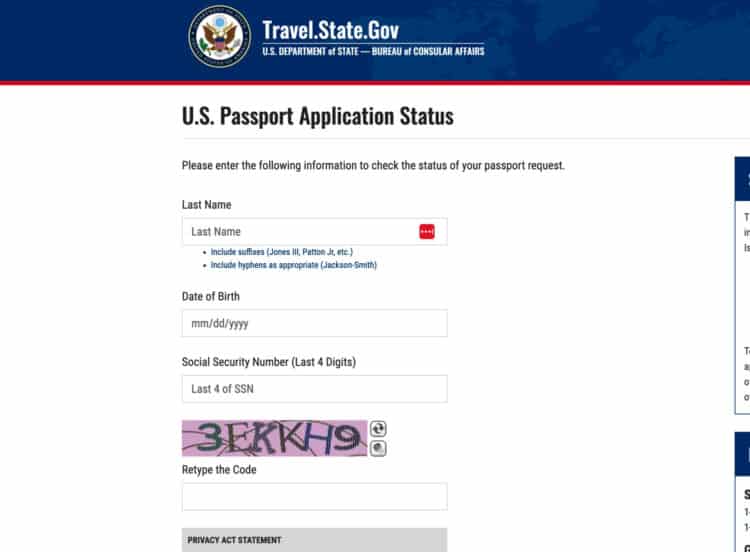 travel.state.gov check passport status