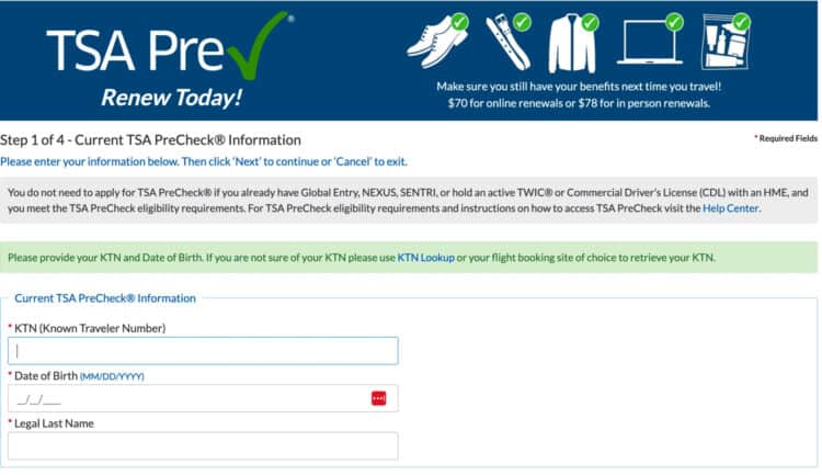 Global Entry, TSA Precheck, and known traveler memberships are