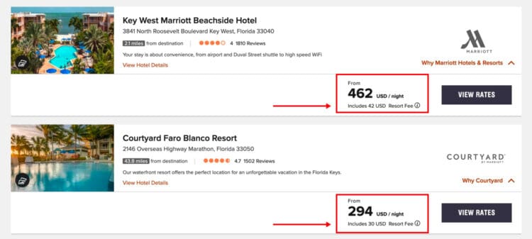 Marriott Resort Fees Website