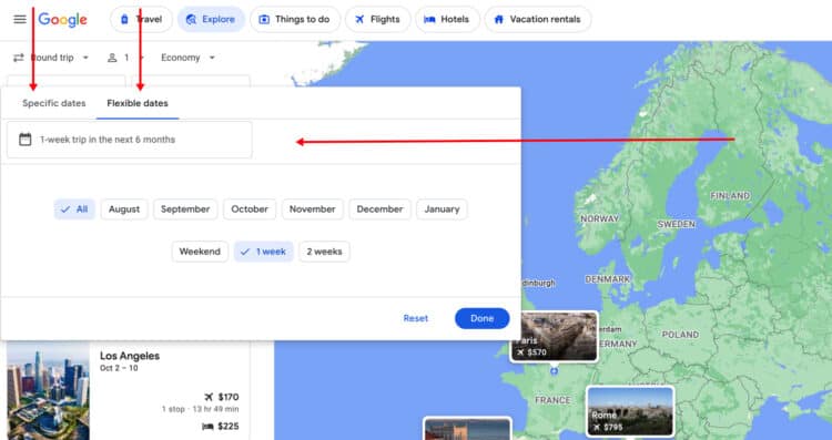 Google Flights Explore Map How To Use It To Find Cheap Flights Around   Google Flights Explore Dates 750x397 