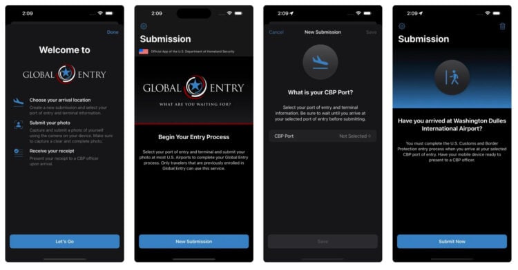 Global Entry App Screenshots