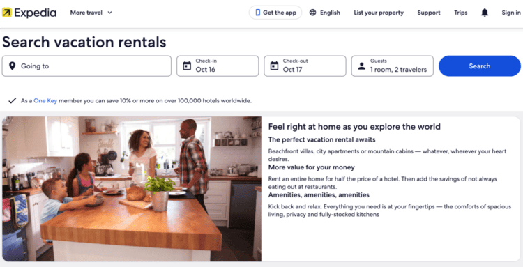 Expedia Website Screenshot