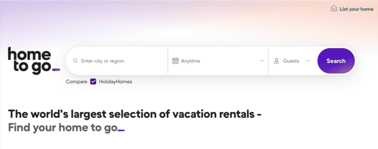 Home To Go Website Screenshot