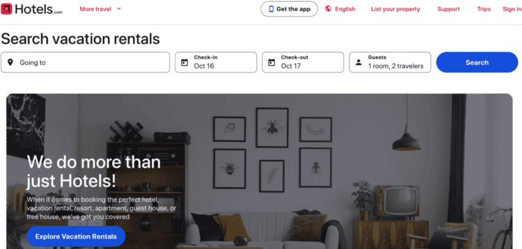 Hotels.com Website Screenshot