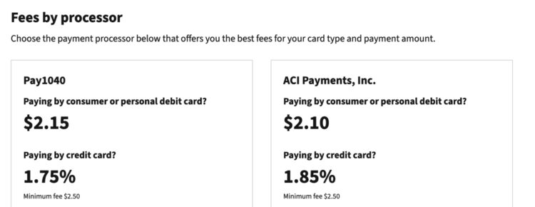 2024 Federal Tax IRS Credit Card Fees